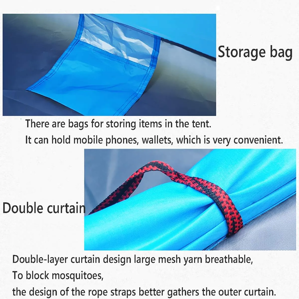 Beach Tent, Pop Up Tents for Double/3 to 4 Person Automatic Opening Double Layer Tent,Rainproof and Sunproof Portable Beach Camping Tent,Green,3 to4 People (Blue 2 to3 People)
