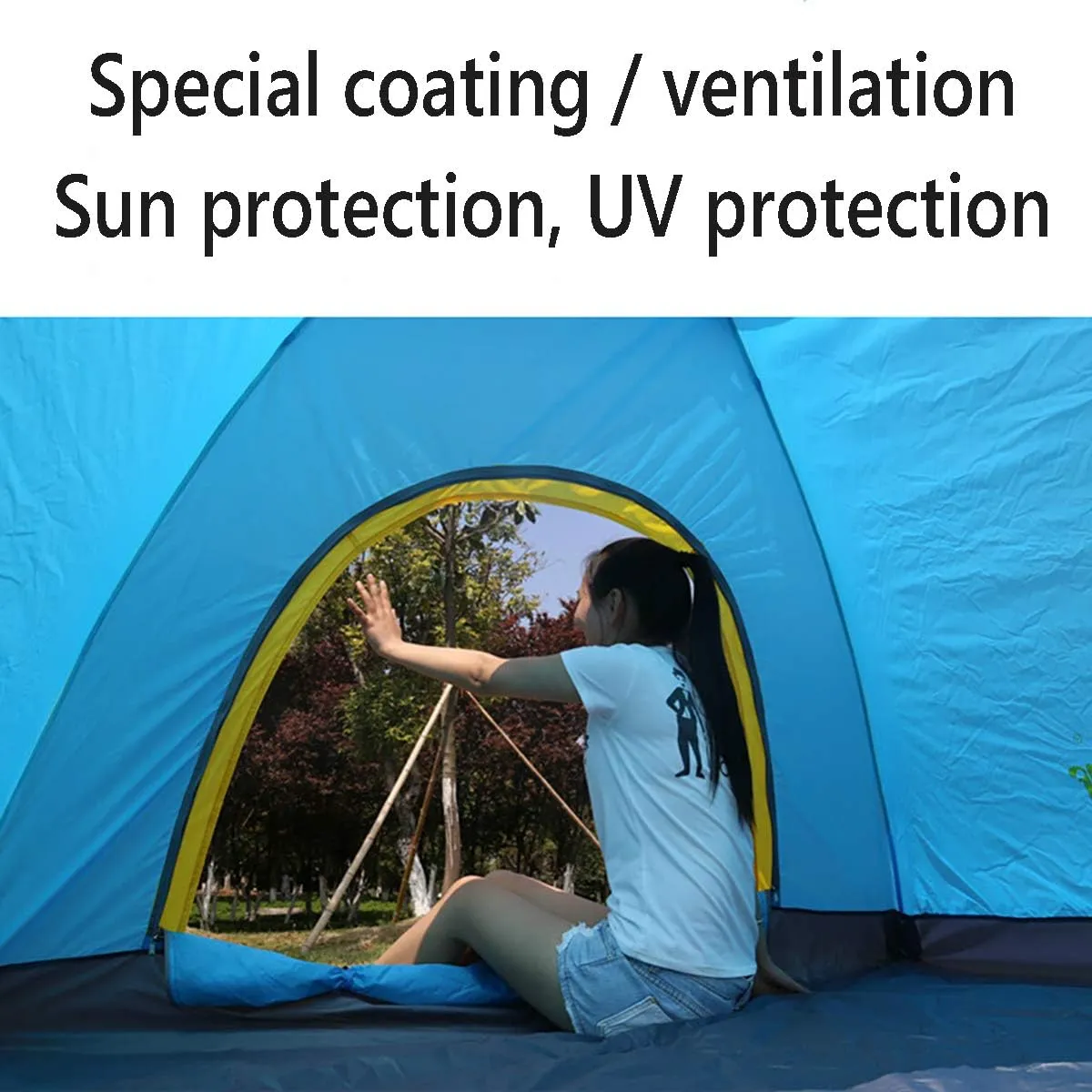 Beach Tent, Pop Up Tents for Double/3 to 4 Person Automatic Opening Double Layer Tent,Rainproof and Sunproof Portable Beach Camping Tent,Green,3 to4 People (Blue 2 to3 People)