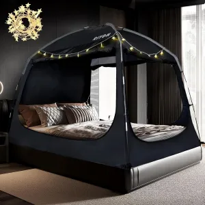 Bed Tent Bed Canopy Breathable 100% for Adult and Kids- Original Design Light Reduction 93% Sleeping Dream Tents Indoor Portable Big Space with String Light 3 Doors Twin Full Queen King Size