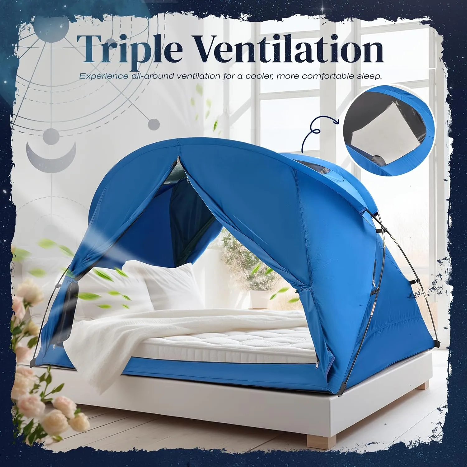 Bed Tent Canopy Full, Blackout Portable Sleep Tent Easy Setup, Breathable Mesh, Privacy Curtains for Adults, Ideal for Indoor