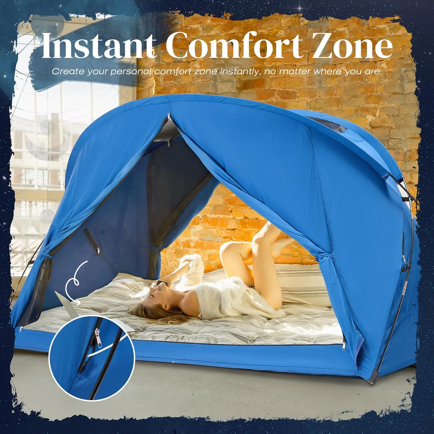 Bed Tent Canopy Full, Blackout Portable Sleep Tent Easy Setup, Breathable Mesh, Privacy Curtains for Adults, Ideal for Indoor