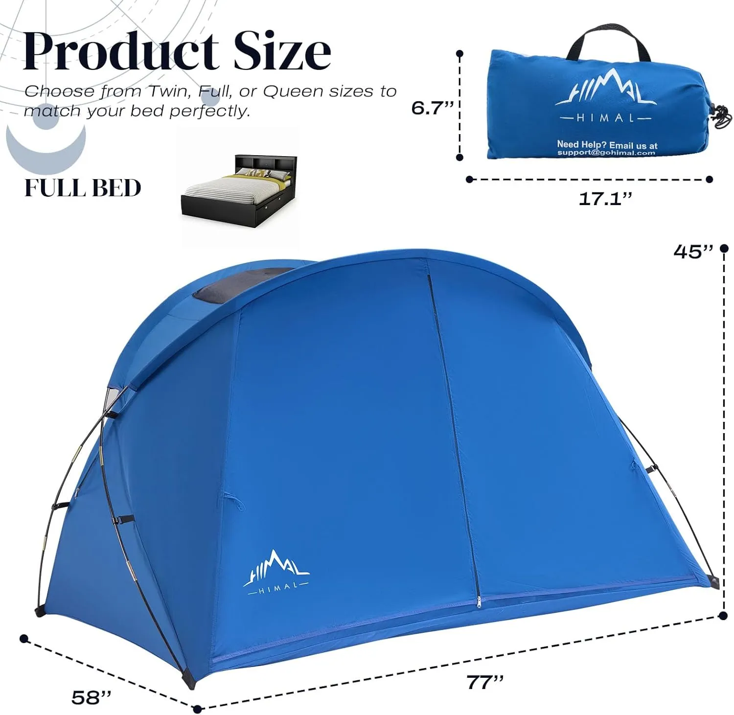 Bed Tent Canopy Full, Blackout Portable Sleep Tent Easy Setup, Breathable Mesh, Privacy Curtains for Adults, Ideal for Indoor