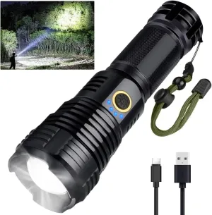 BengMxj 10 Modes Rechargeable LED Flashlights High Lumens Tactical Flashlight with Zoomable Super Bright Waterproof Flashlights for Emergencies,Camping,Hiking,Home