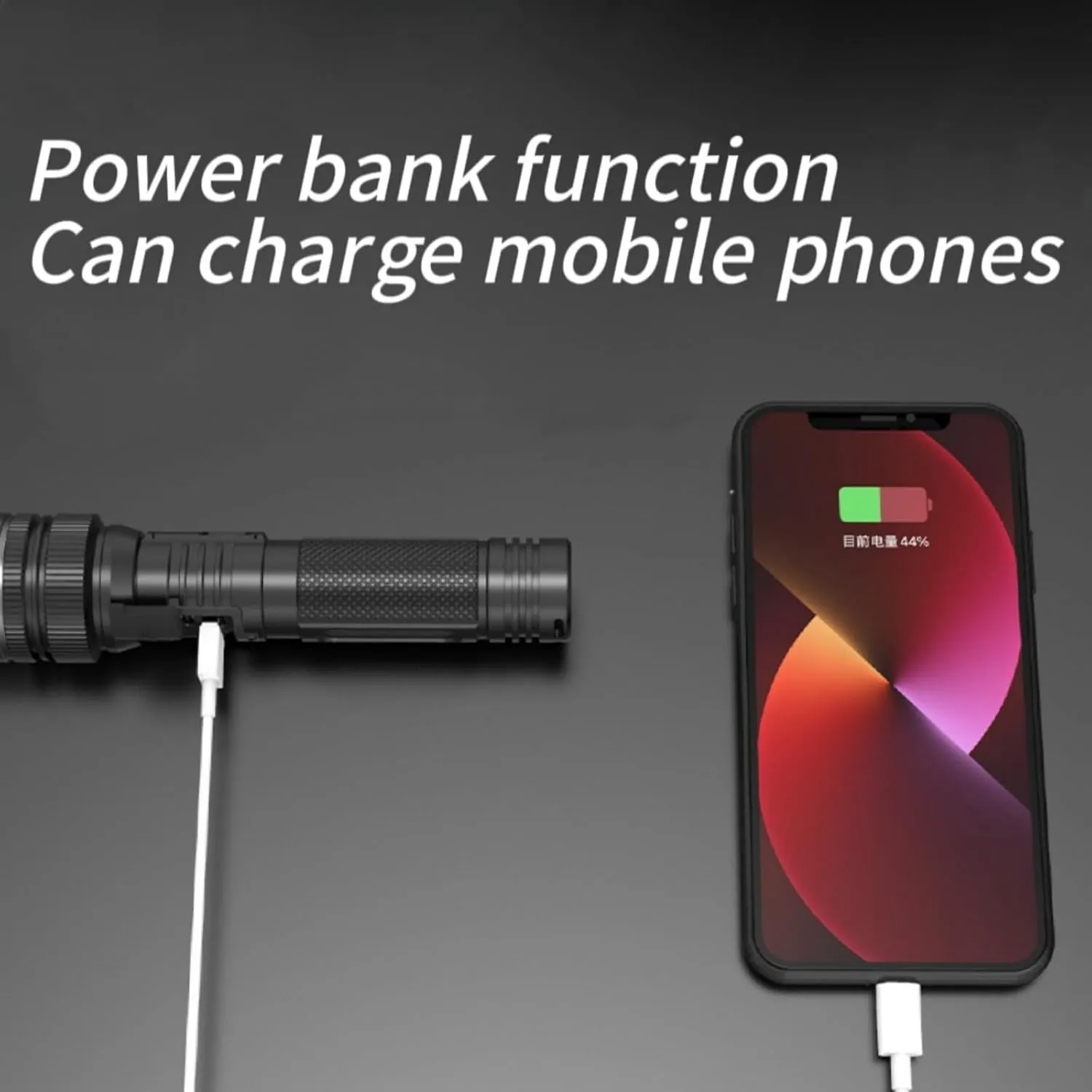 Benighty Flash Light, Waterproof Zoomable Emergencies Flashlight, Adjustable Lumen Super Bright Led Flashlights(1800 mAh) (2pcs-Black, Small)