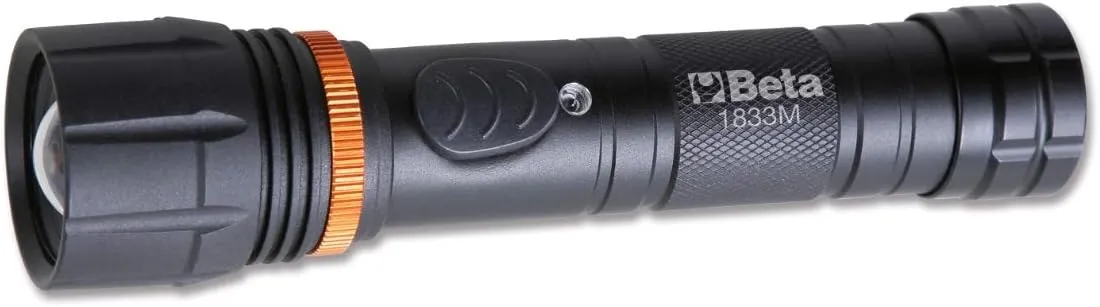 Beta 1833M Professional Rechargeable Flashlight, High Brightness Led Torch Long Distance Rugged Anodized Aluminium, up to 700 Lumens, Size M