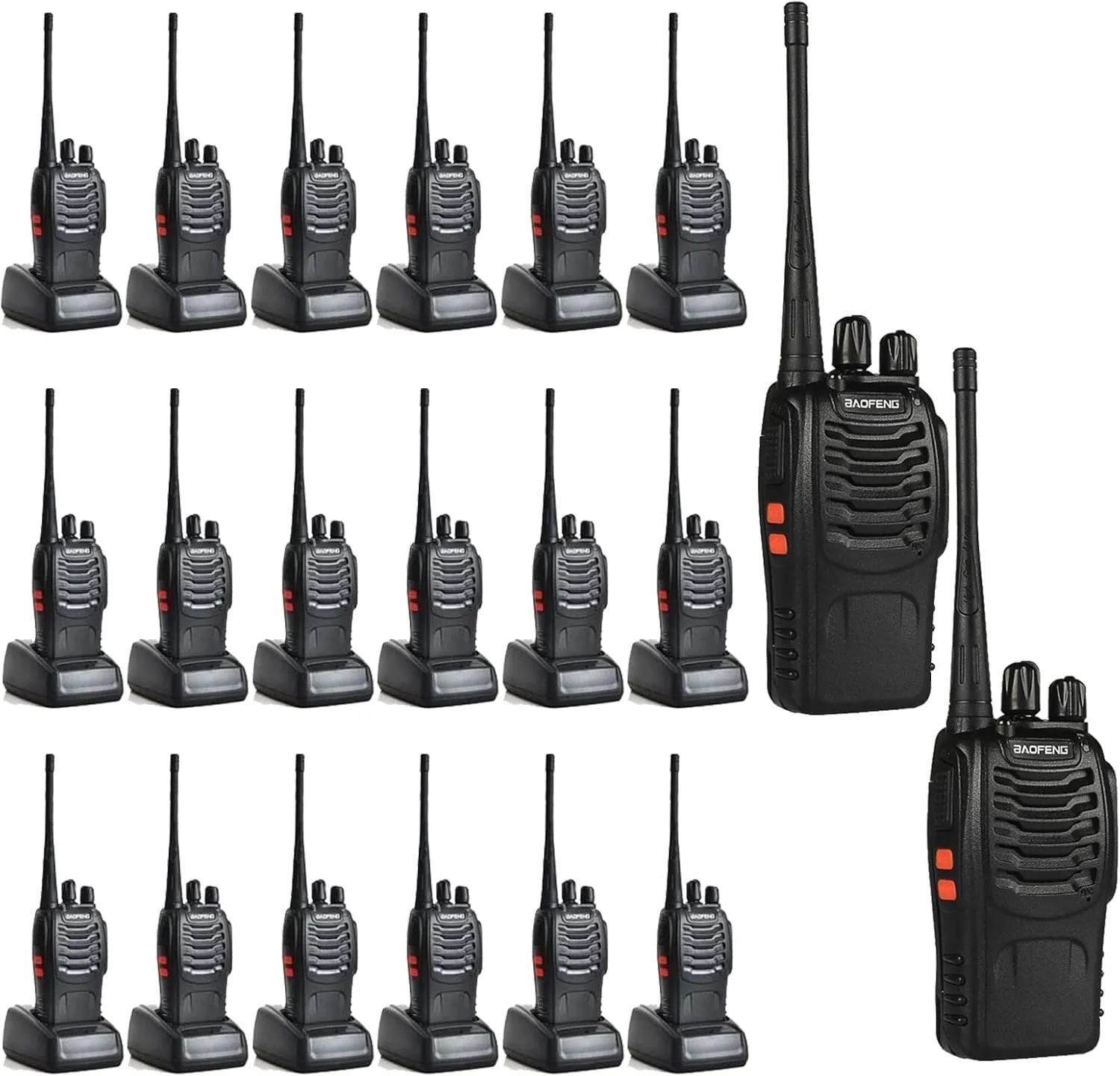 BF-888S Walkie Talkie 20 Pack Walkie Talkies for Team Business School Long Range Rechargeable Handheld Radio (with Headset, 20 PCS)
