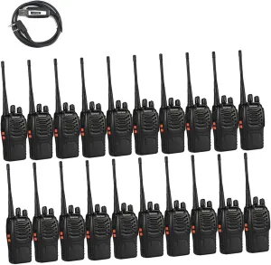 BF-888S Walkie Talkies 20 Pack Walkie Talkie Long Range with Cable, Earpieces