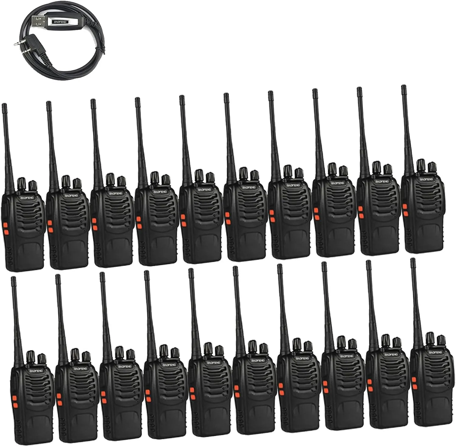 BF-888S Walkie Talkies 20 Pack Walkie Talkie Long Range with Cable, Earpieces