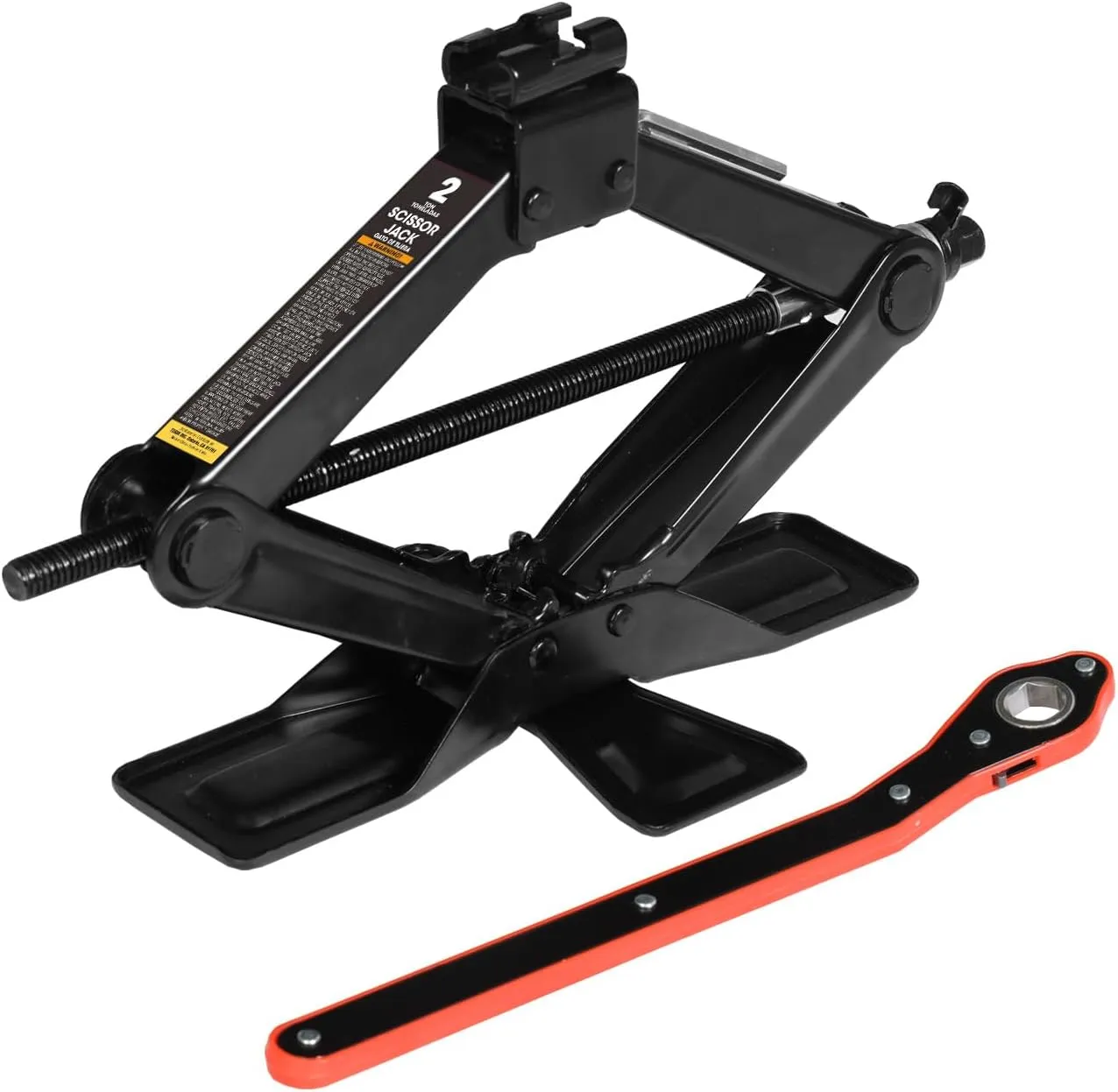 BIG RED Wide Base Cross Car Scissor Jack: Steel Portable Quick Lift Tire Jacks Include Ratchet Wrench for Car, Truck, Sedans and MPV, 2 Ton (4,409 lbs) Capacity, Black