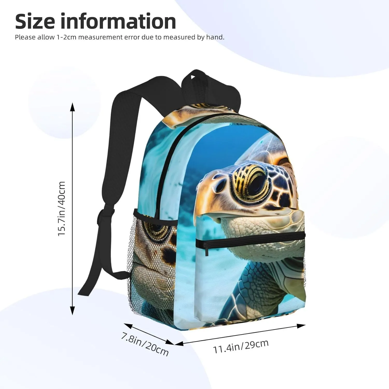 Big Sea Turtle Backpacks Lightweight With 1 Main Compartment, Shoulder Rucksack Carry-On