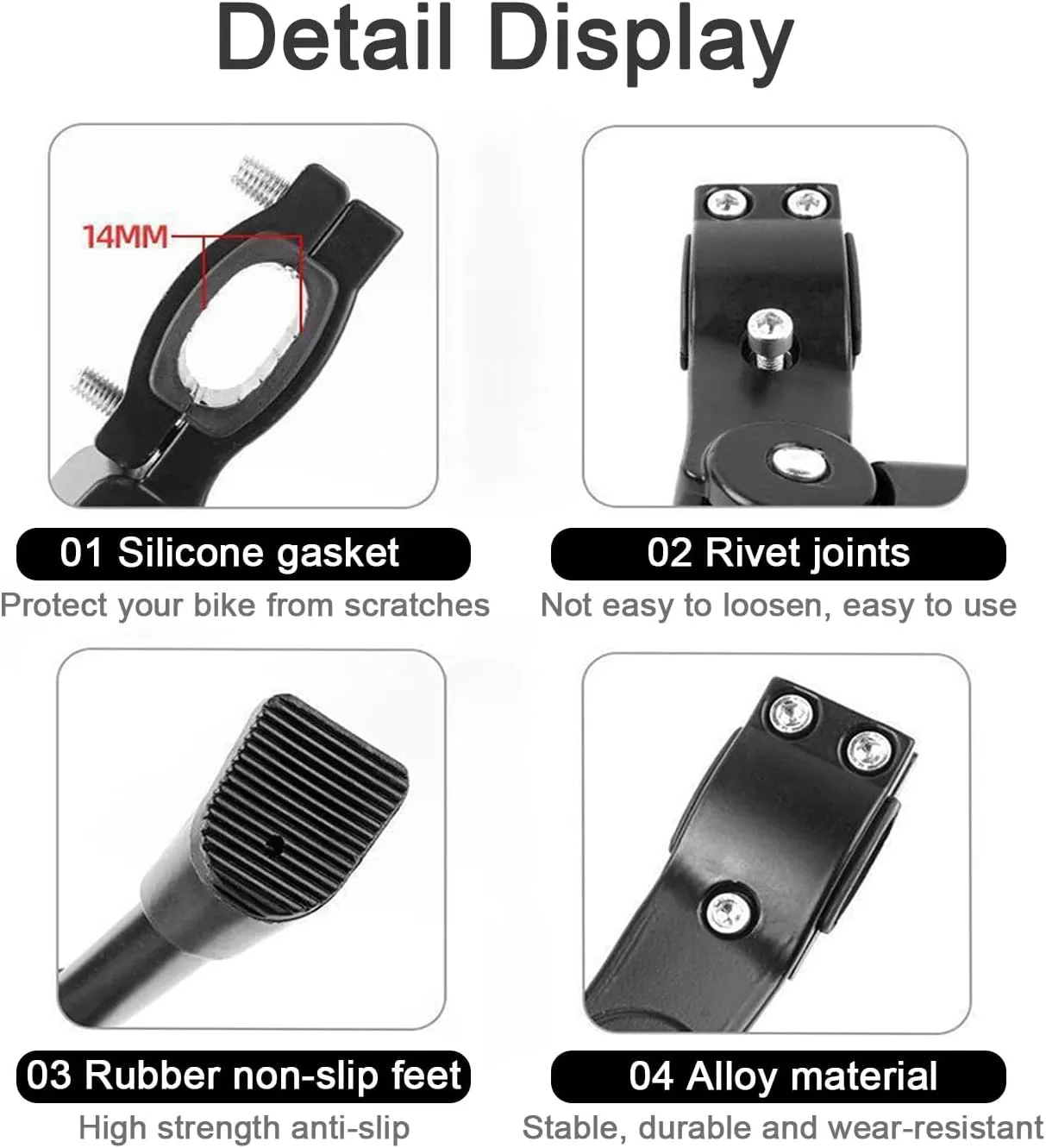 Bike Kickstand for Orbea Rise OMR Evo 2023, Adjustable Bicycle Kickstand, Suit Mountain Bike, Concealed Spring-Loaded Latch, Aluminum Rear Side Bicycle Stand,B