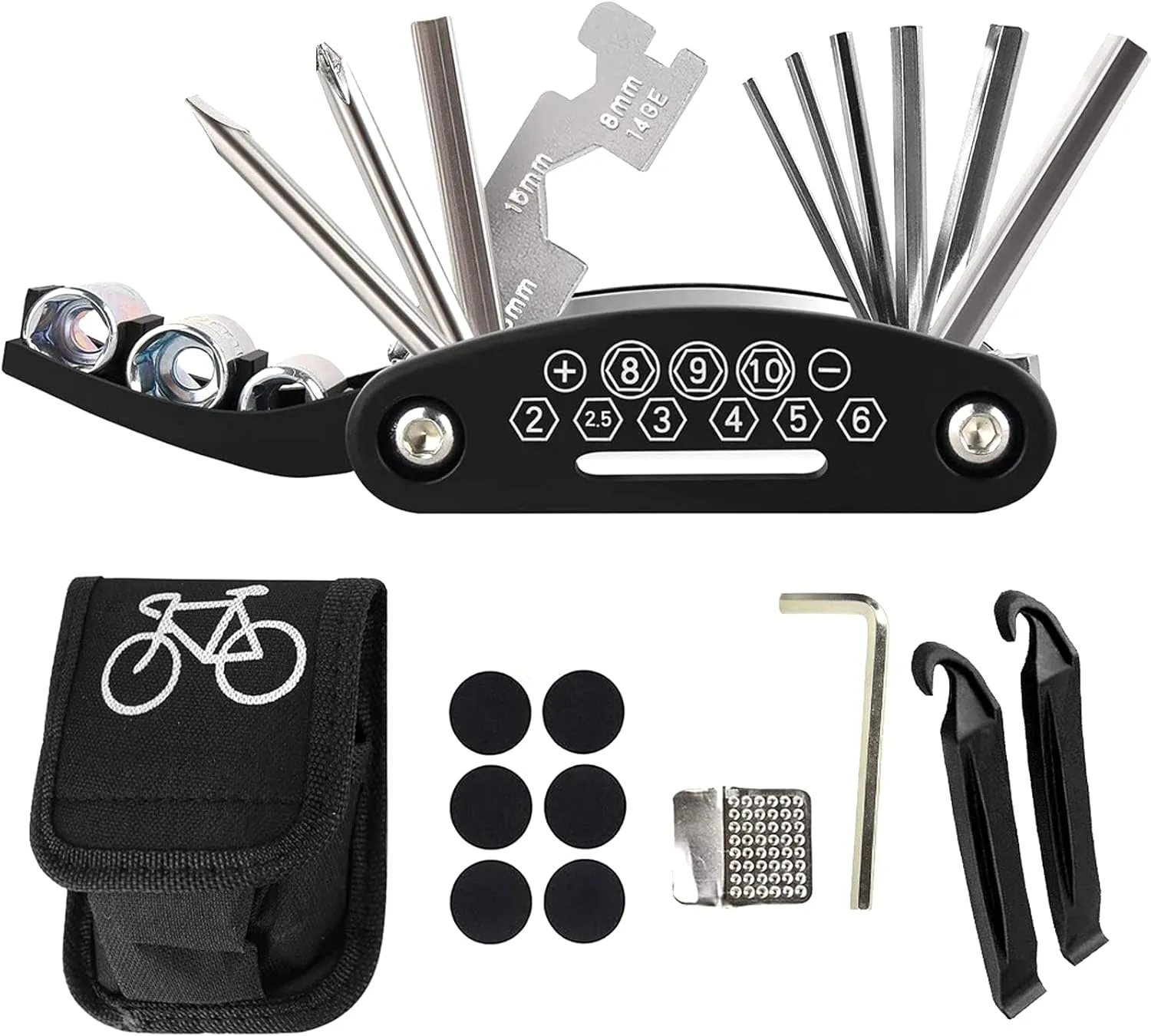 Bike Repair Tools Kit with and Saddle Bag, Road/Mountain Bicycle Emergency Maintenance All in One Tool,Perfect Road Bike Accessories Or Great Gift Choice for Boys and Men,Set