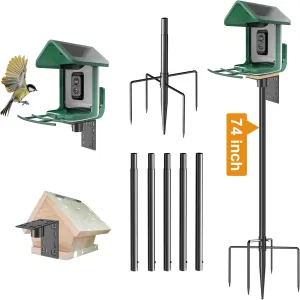 Bird Feeder Pole – 74 Inch Height Bird House Pole with 1-Inch Dia Heavy Duty for Birdfeeders, Feeding Stand with Mount Kit for Outdoor, Slip-Fit Connection