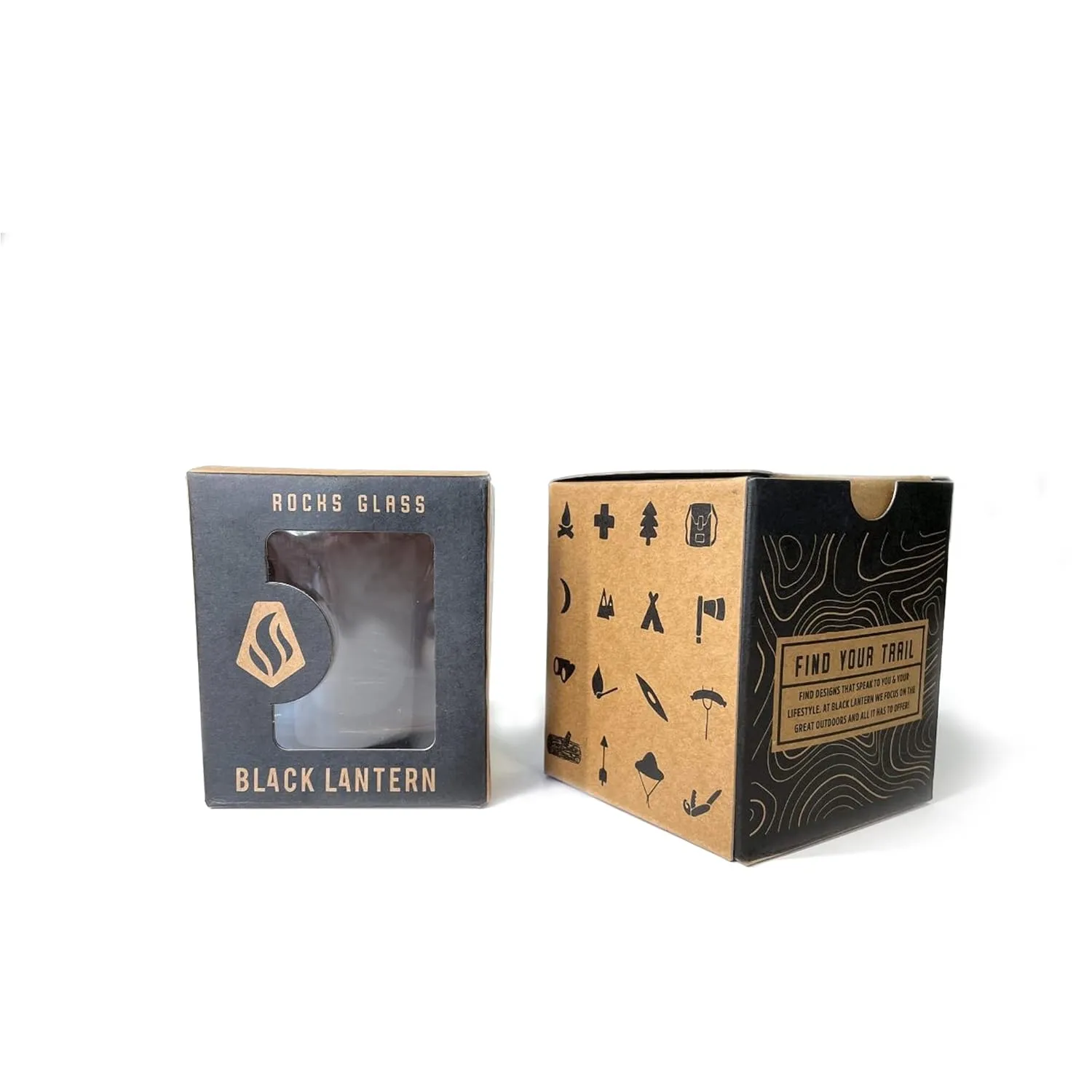 Black Lantern Whiskey Glasses Set of 2 - Ski Lift Old Fashioned Whiskey Glasses for Cocktails Bourbon Scotch and Whisky - Drinking Glasses - 11oz. Heavy Base Tumbler Glasses and Gift Box