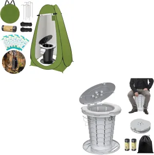 BLIKA Portable Toilet Kit for Camping, Camp Toilet with Pop-Up Privacy Tent, Toilet Bags and Eco Absorbent Gel, Foldable Portable Toilet for Adults, Portable Outdoor Shower Tent Camp Toilet