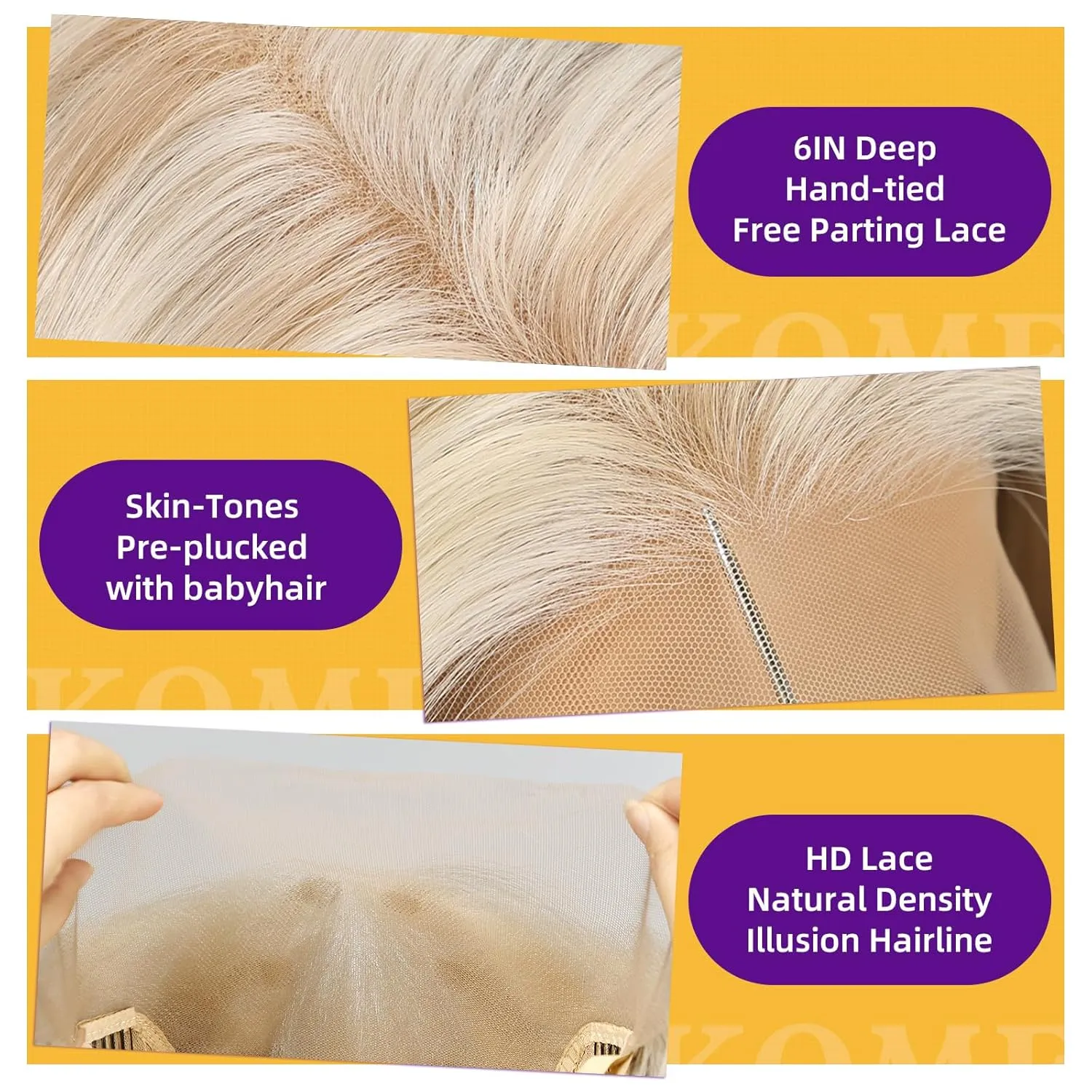 Blonde Synthetic Lace Front Wig,13X6 Long Straight Layered Glueless Wigs for Women Daily Use 22IN