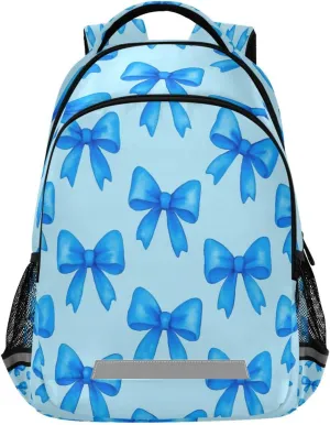 Blue Bows Design Waterproof Backpack - Casual Outdoor Sports Daypack with Ergonomic Shoulder Straps#76