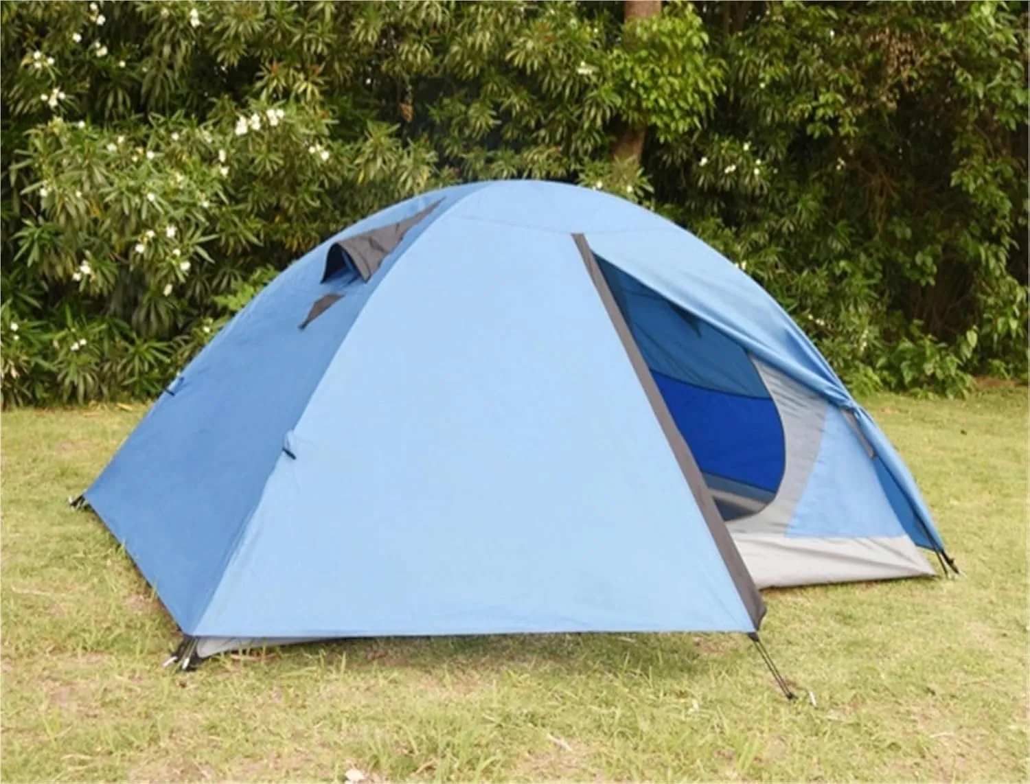 Blue Tent Outdoor Double Layer Portable Folding Camping Tent Camping Tent Oxford Cloth