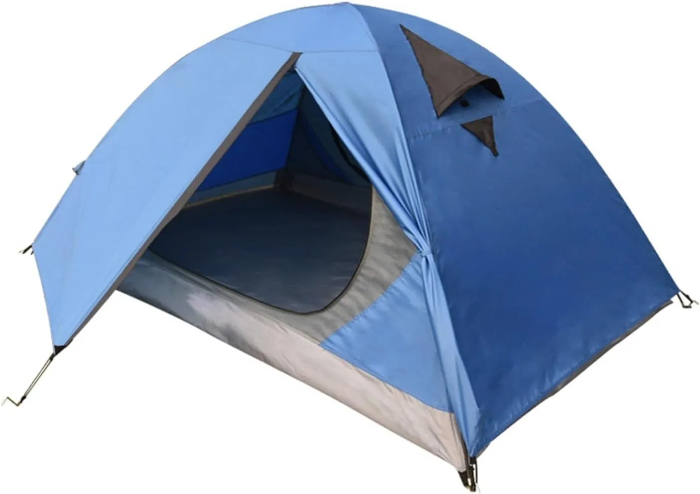 Blue Tent Outdoor Double Layer Portable Folding Camping Tent Camping Tent Oxford Cloth