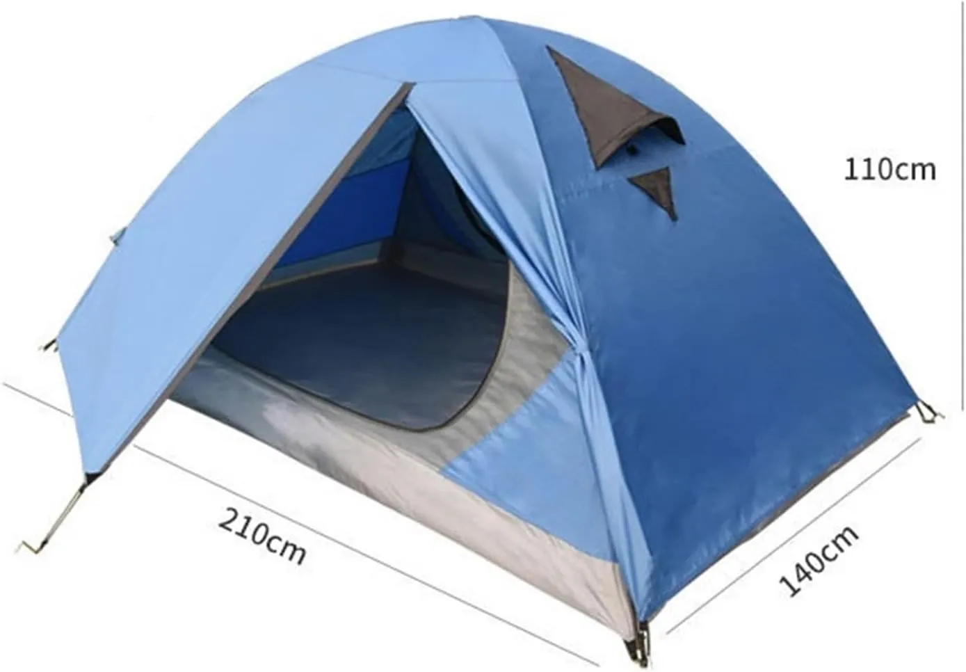 Blue Tent Outdoor Double Layer Portable Folding Camping Tent Camping Tent Oxford Cloth