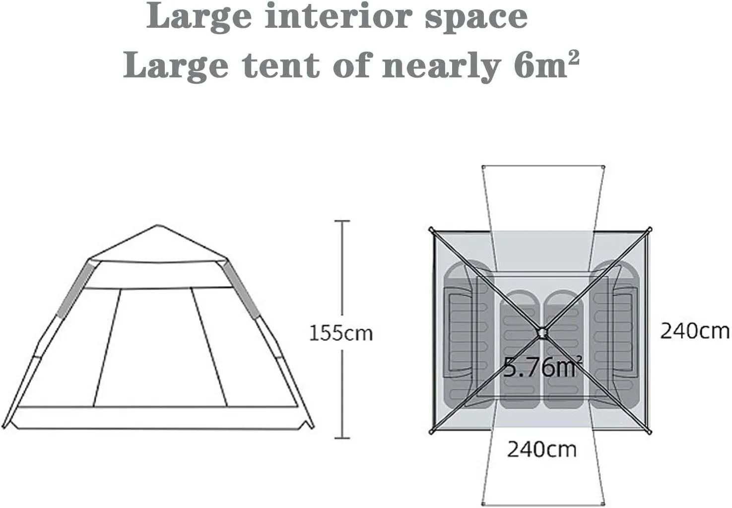 BNEI Family Camping Tent, can accommodate 3~8 People, 360 Degree Ventilation, 3 Seconds Extremely Fast Installation, Sun/Rainproof, Suitable for Hiking and Camping, Blue/Grey