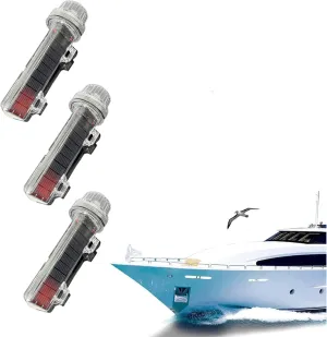 Boat Flares – Boat Flares Coast Guard Approved Marine | Solar-Powered Auto-Light Control | Red/Green/White | Waterproof Emergency Signals for Fishing Nets, Buoys, Boats & Maritime Rescue (3Pcs)