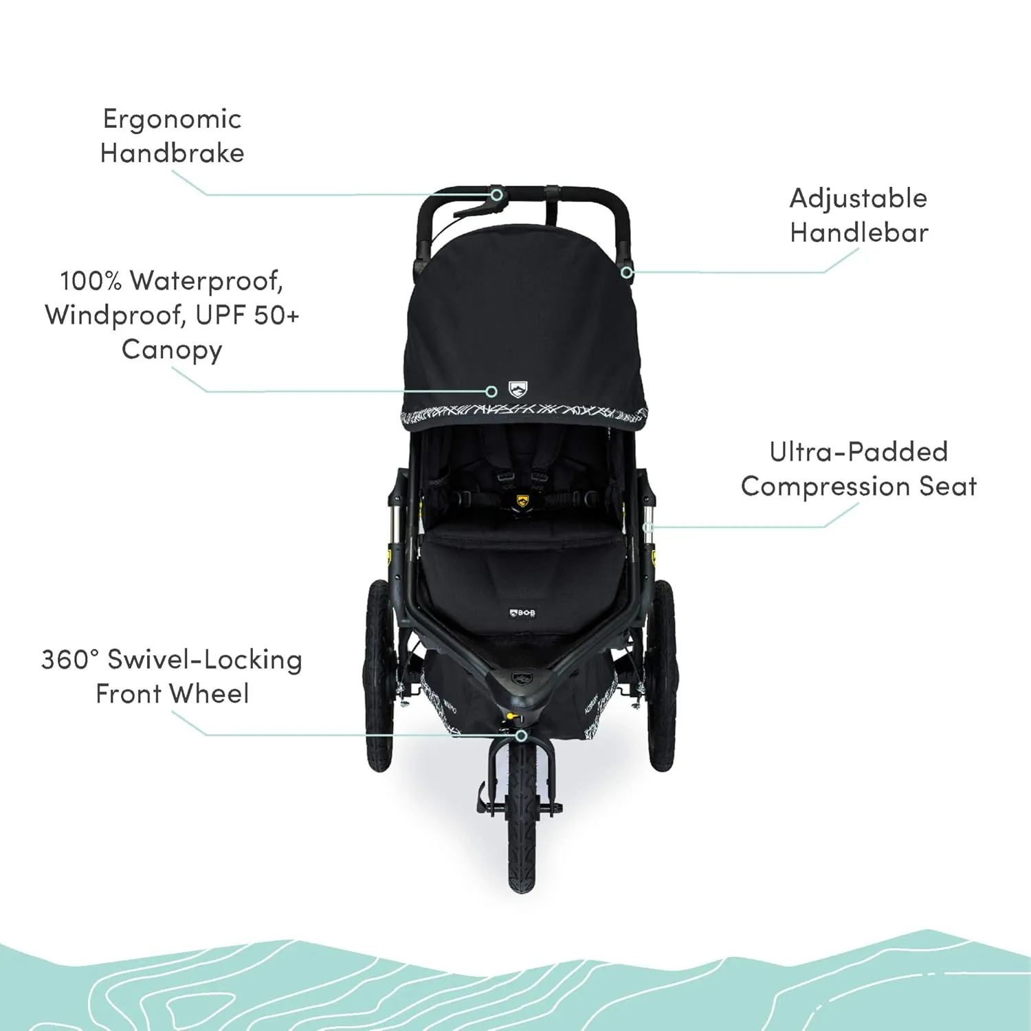 BOB Gear Alterrain Pro Jogging Stroller, Lunar - Ultra-Reflective Accents