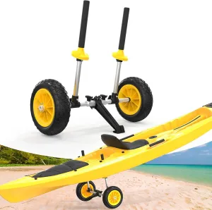 Bonnlo Kayak Trailer, Strap Free Kayak Cart with 10in Kayak Wheels, 7.1"-17.1" Adjustable Width, Detachable Kayak Dolly with Kickstand