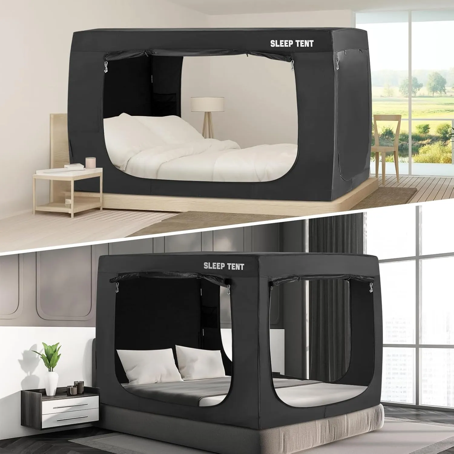 BORNA Bed Tent Bed Canopy Queen Size for Adult and Kids,Portable Sleeping Tents Dream Tents Indoor for Kids and Adult, Breathable Privacy Space on Bed with Three Doors (Mattress Not Included)…