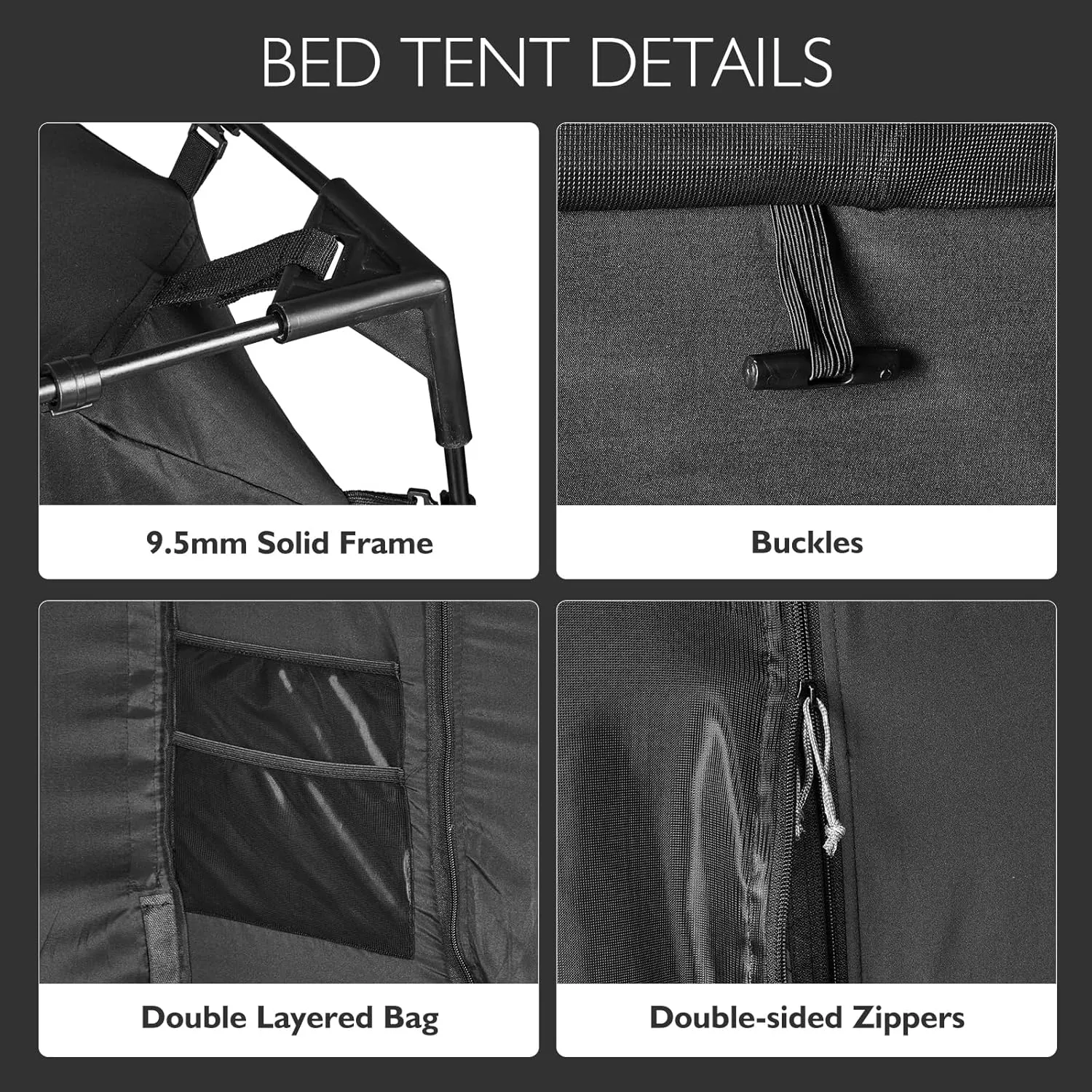 BORNA Bed Tent Bed Canopy Queen Size for Adult and Kids,Portable Sleeping Tents Dream Tents Indoor for Kids and Adult, Breathable Privacy Space on Bed with Three Doors (Mattress Not Included)…