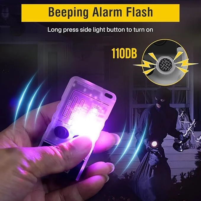 BORUIT V20 Small Powerful Flashlight 1000LM with Red Blue Warm Light, 180° Head Swivels 110dB Buzzer - Mini Keychain Pocket Rechargeable LED Flashlights USB EDC Clip Flash Light