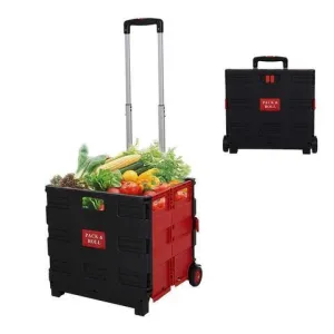 Bosonshop Folding Shopping Cart with Wheels, Collapsible Grocery Storage Transit Utility Hand Cart for Daily Use, 77 Lbs Capacity