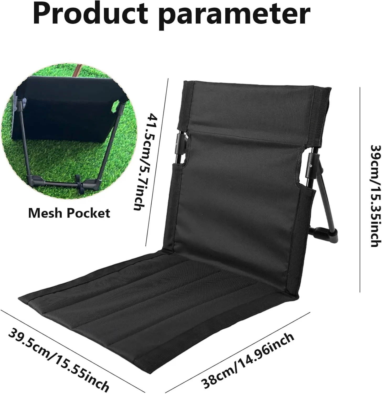 Breathable Portable Beach Chair With Mesh Pocket & Sponge Filling - Lightweight & Sturdy for Fishing, Barbecues, Hiking