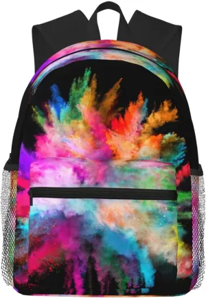 BREAUX color explosion print Lightweight Comfortable Backpack for Men Women, Durability Laptop Daypack, Travel bag ﻿