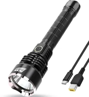 Brightest Rechargeable Flashlights High Lumens - PFSN 6000LM Super Bright Tactical Flashlight IPX65 Waterproof, 400M Long Range, 20Hrs Long Lasting Best Powerful LED Torch Battery Powered Flash Light