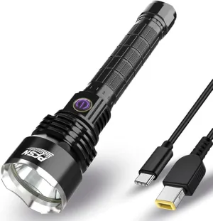 Brightest Rechargeable Flashlights High Lumens - PFSN 6000LM Super Bright Tactical Flashlight IPX65 Waterproof, 400M Long Throw, 20Hrs Lasting, Best Powerful LED Flash Light for Camping Hiking Hunting