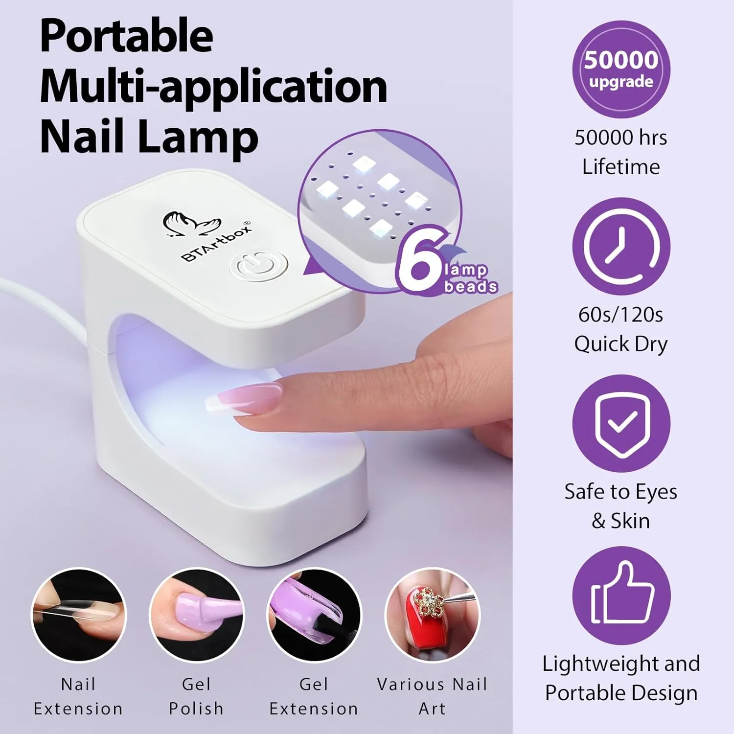 BTArtboxnails Nail Tips Builder Gel - Long Lasting 15ml Builder Gel with Portable Nail Lamp for French XCOATTIPS, 30 Days French Protection Duo Nail Extension Tool for Nail Art