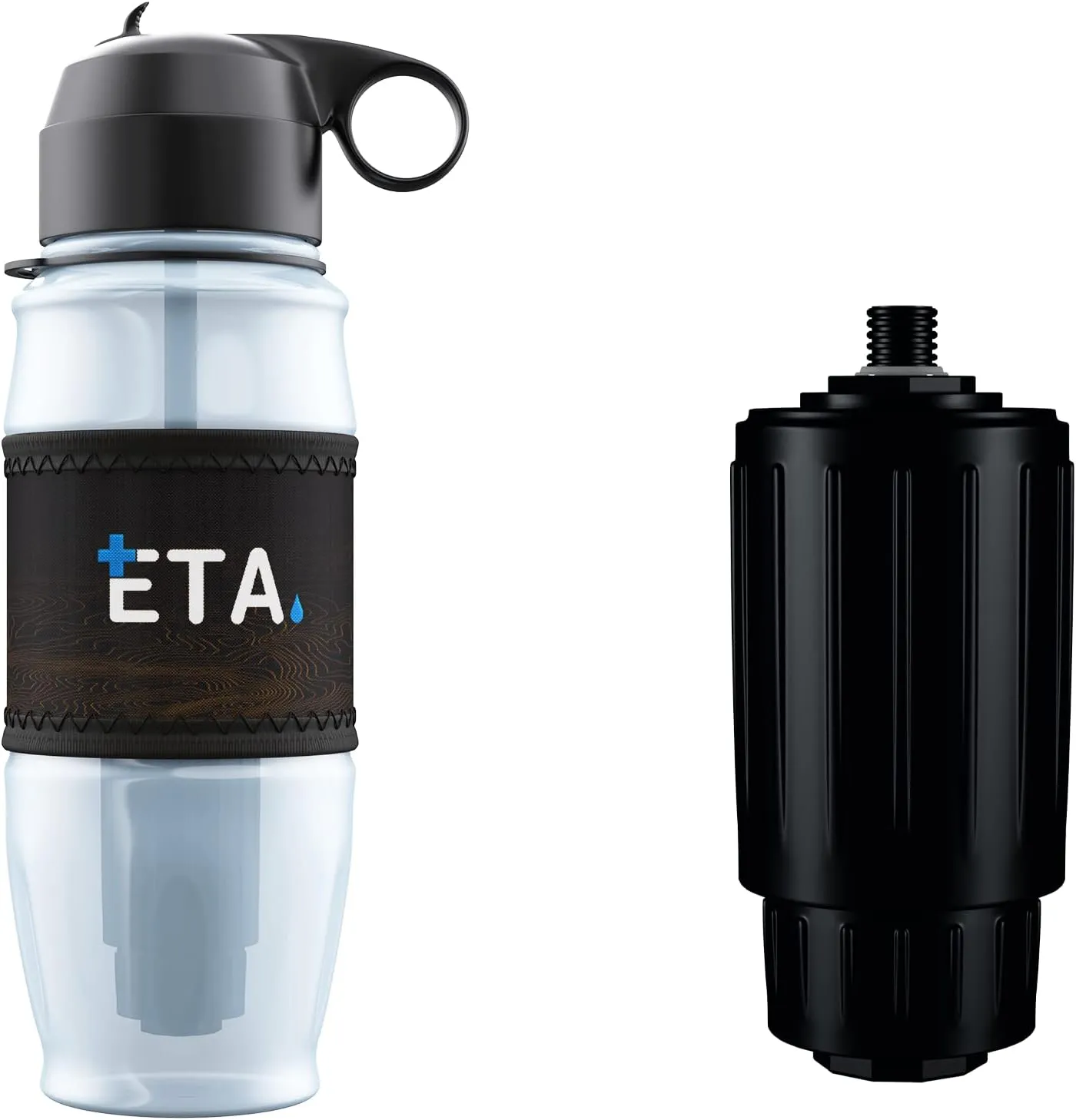 Bundle Deal | ETA Alkaline Water Filter Bottle | Removes up to 99.99% of Harmful Contaminants While Alkalizing | Protects The Nutrient & Mineral Value from Filtration | Made in USA (Advanced - White)