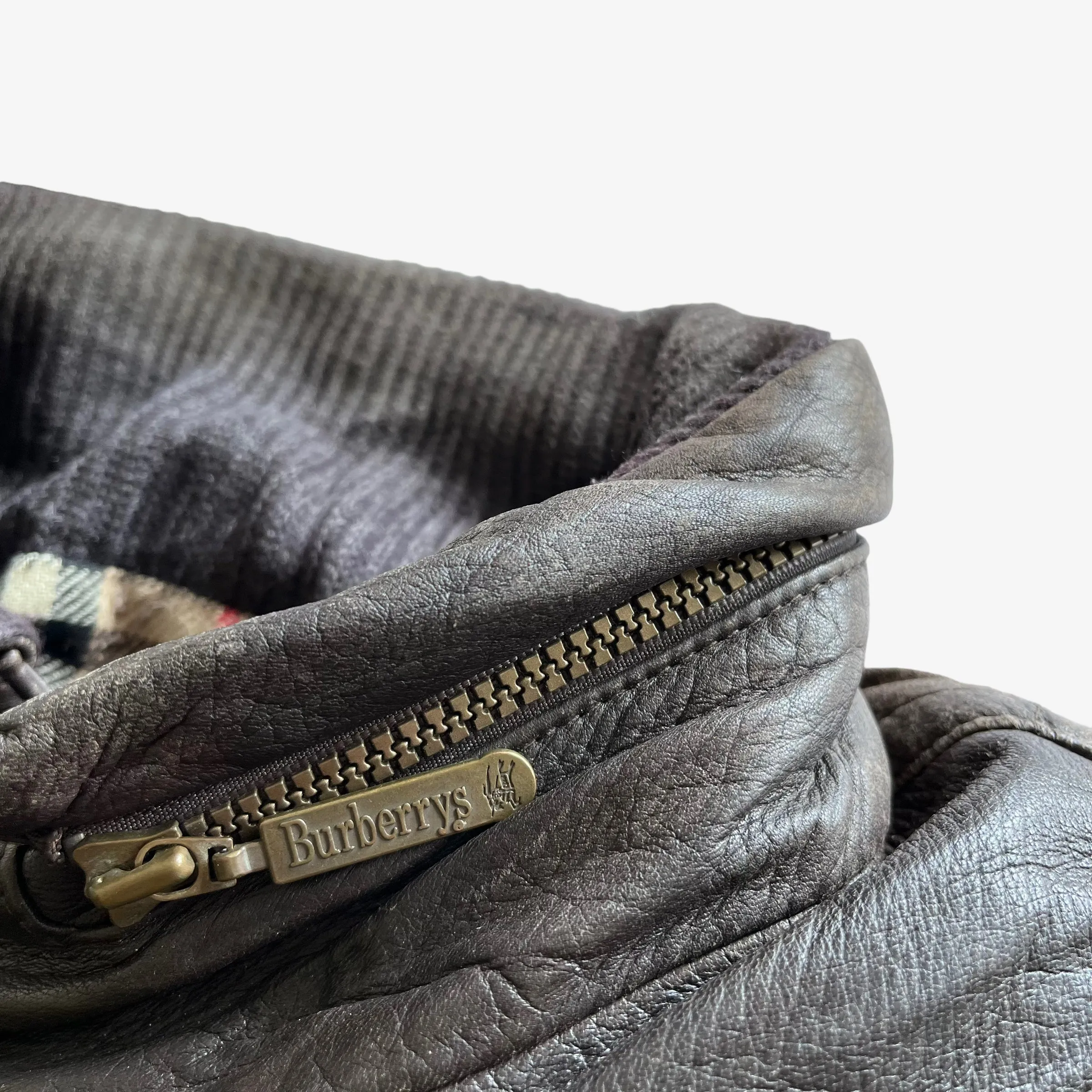 Burberry Leather Jacket With Nova Check Wool Lining