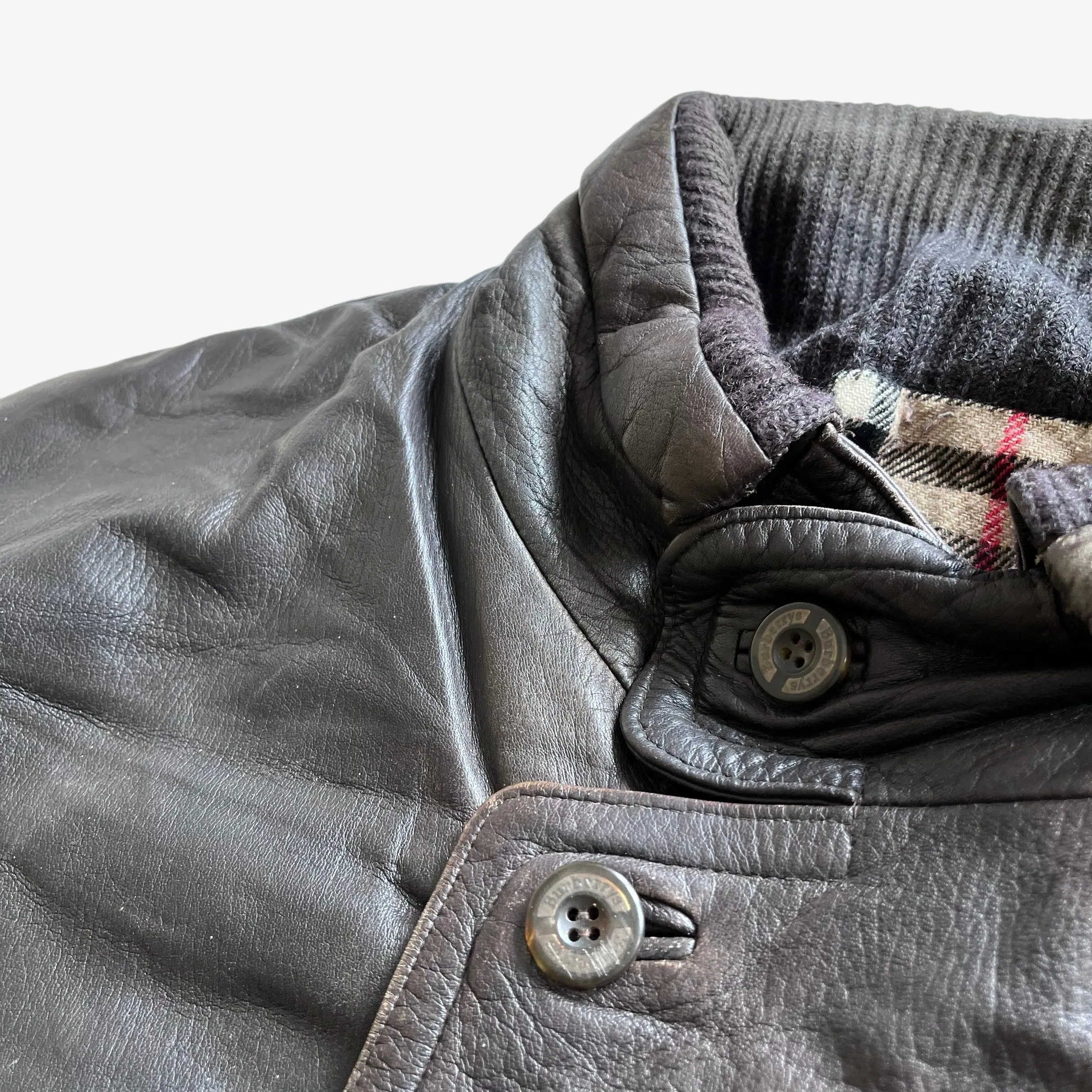 Burberry Leather Jacket With Nova Check Wool Lining