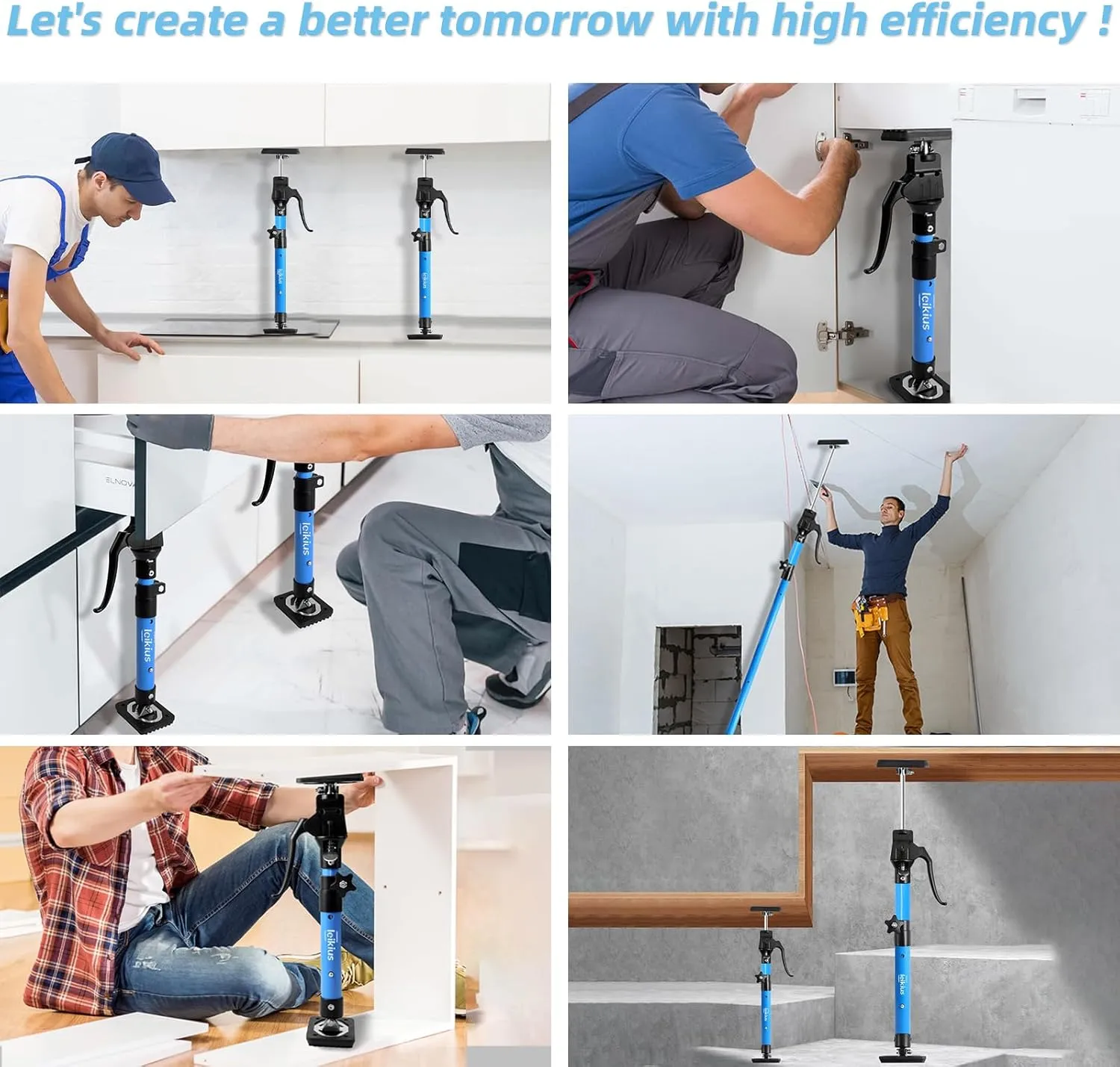 Cabinet Jacks for Installing Cabinets, Heavy Duty Third Hand Support Pole，Drywall Jack,Premium Support Pole,Telescopic Adjustable 3rd Hand Support Pole For Celling Extend from 15.8 to 23.6 inches 1PC