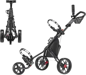 CaddyTek 3 Wheel Golf Push Cart - Lightweight, Close Folding Push Pull Caddy Cart, Easy to Open - CaddyLite 11.5 V3