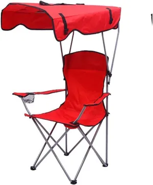 Camping Chair Fishing Chair Folding Chairs Camping Camping Chair With Shade Canopy Chair, Folding Recliner, Adjustable Outdoor Beach Lightweight Sunshade Folding Chairs Lawn Chairs Outside ( Color : R