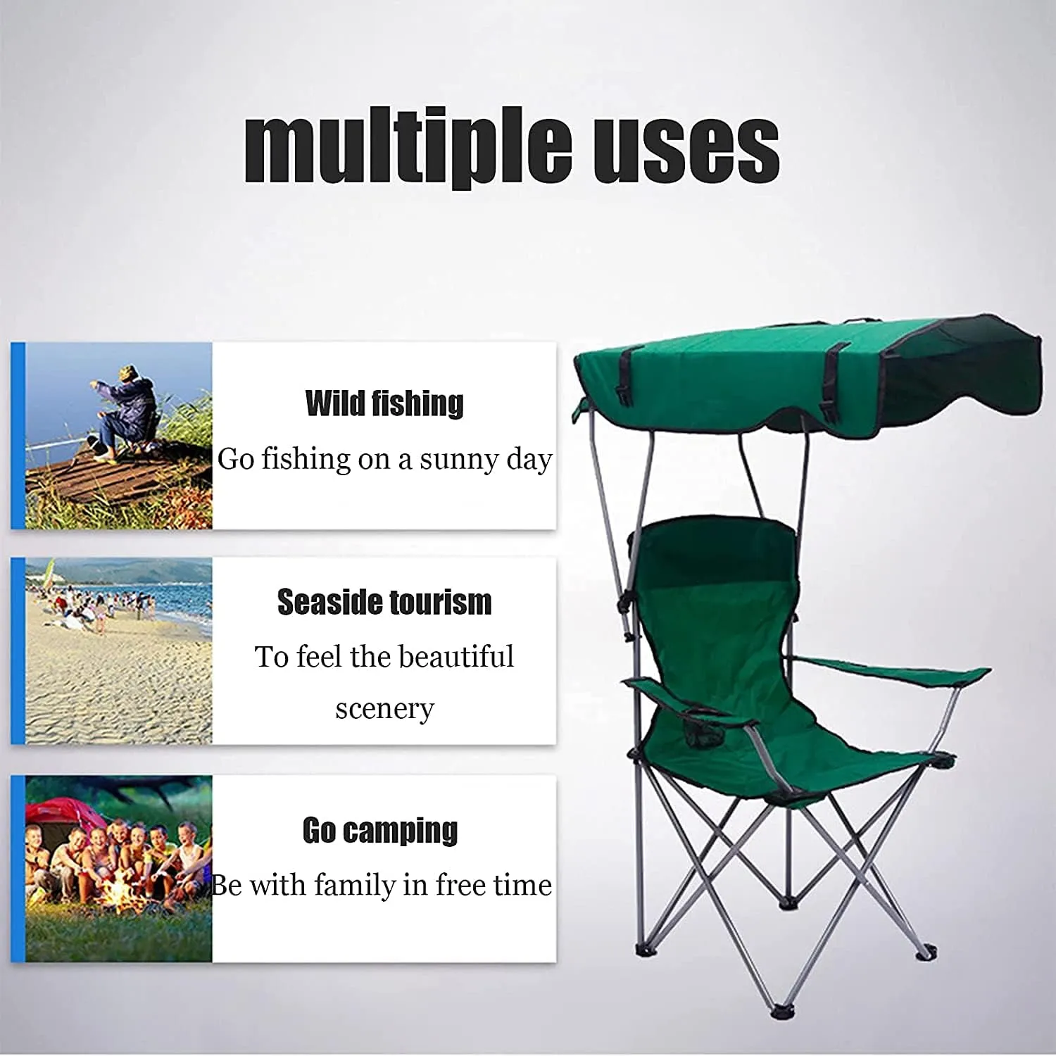 Camping Chair Fishing Chair Folding Chairs Camping Camping Chair With Shade Canopy Chair, Folding Recliner, Adjustable Outdoor Beach Lightweight Sunshade Folding Chairs Lawn Chairs Outside ( Color : R