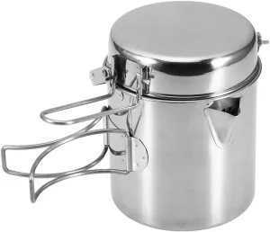 Camping Cookware Portable Outdoor Camping Pots and Pans Set Cook Gear for Family Hiking Silver ~