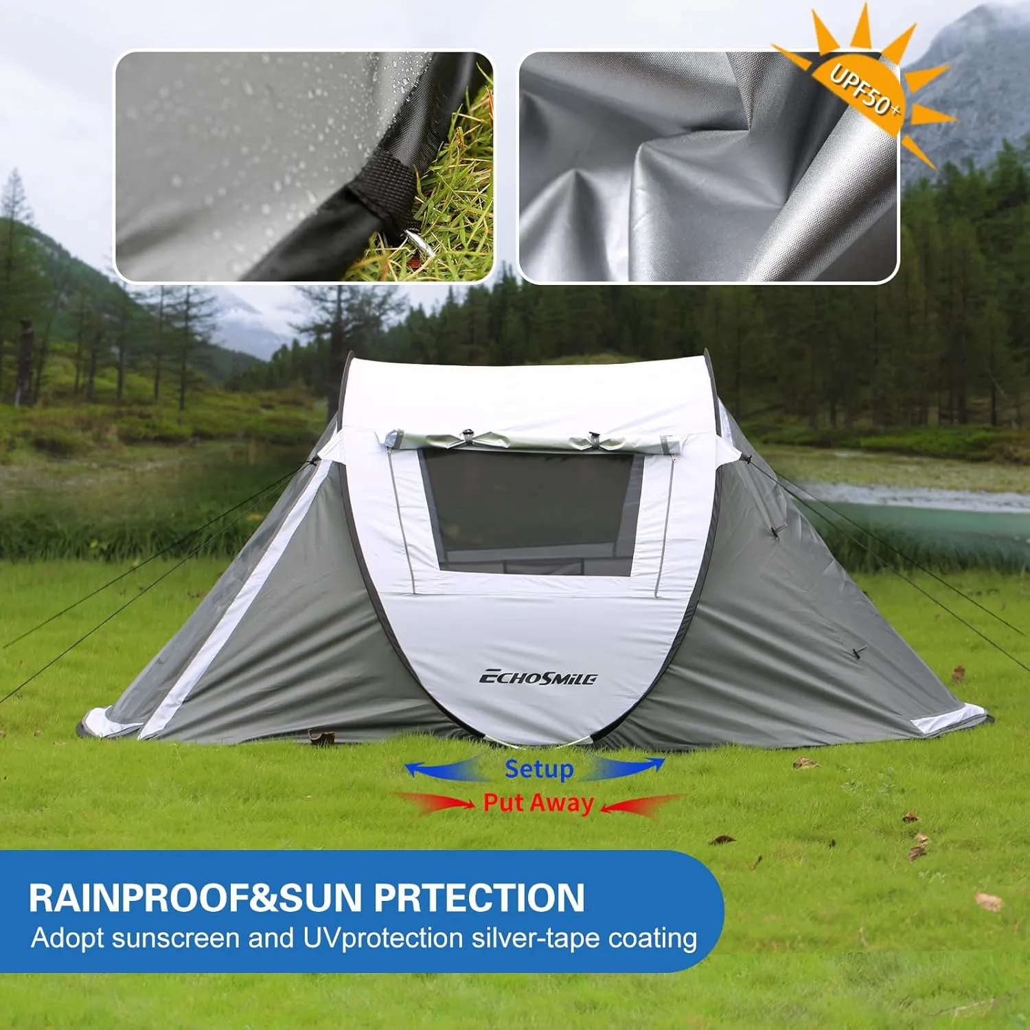 Camping Dome Tent is Suitable for 2/3/4/5 People, Waterproof, Spacious, Portable Backpack Tent, Suitable for Outdoor Camping/Hiking and Outdoor, Portable Tent