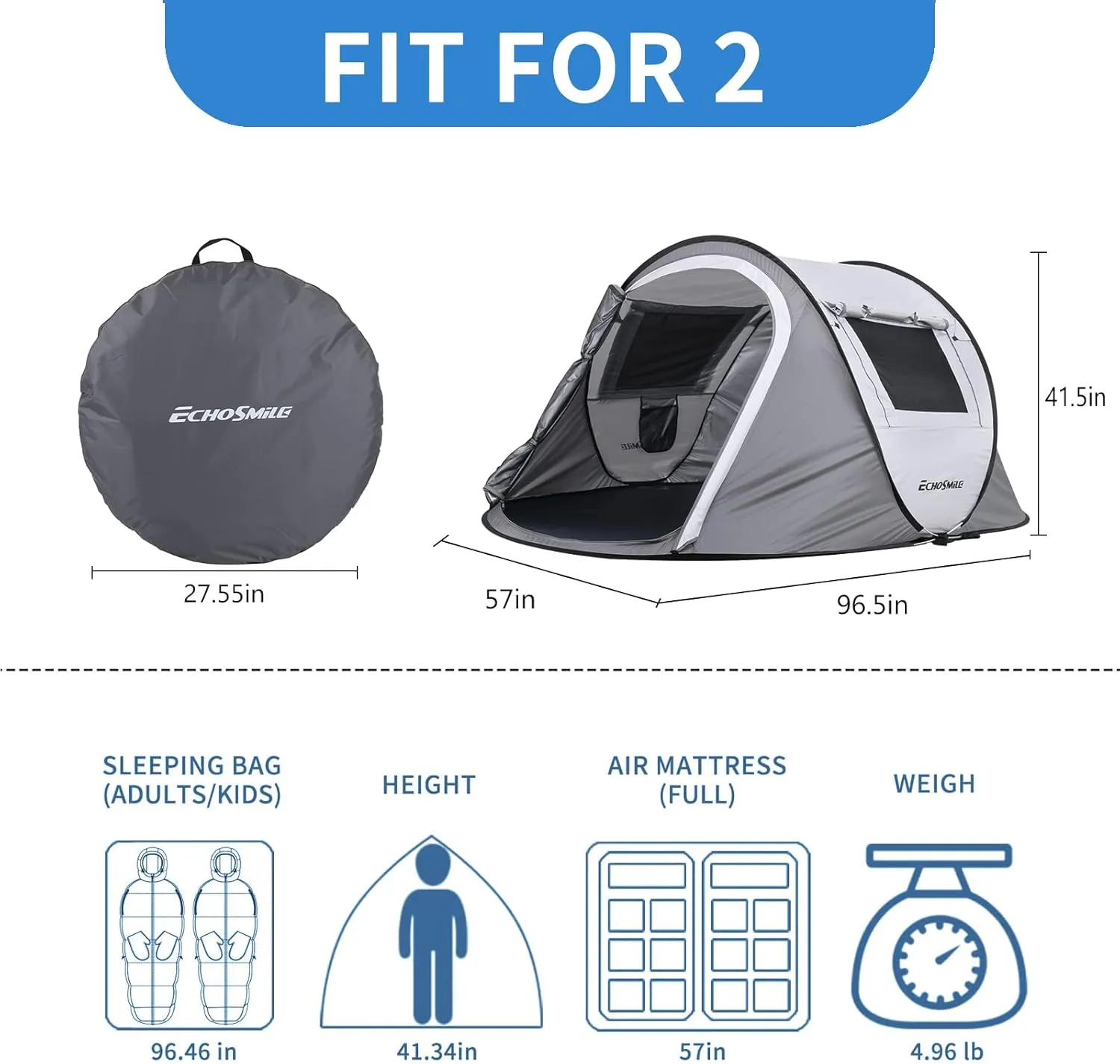Camping Dome Tent is Suitable for 2/3/4/5 People, Waterproof, Spacious, Portable Backpack Tent, Suitable for Outdoor Camping/Hiking and Outdoor, Portable Tent