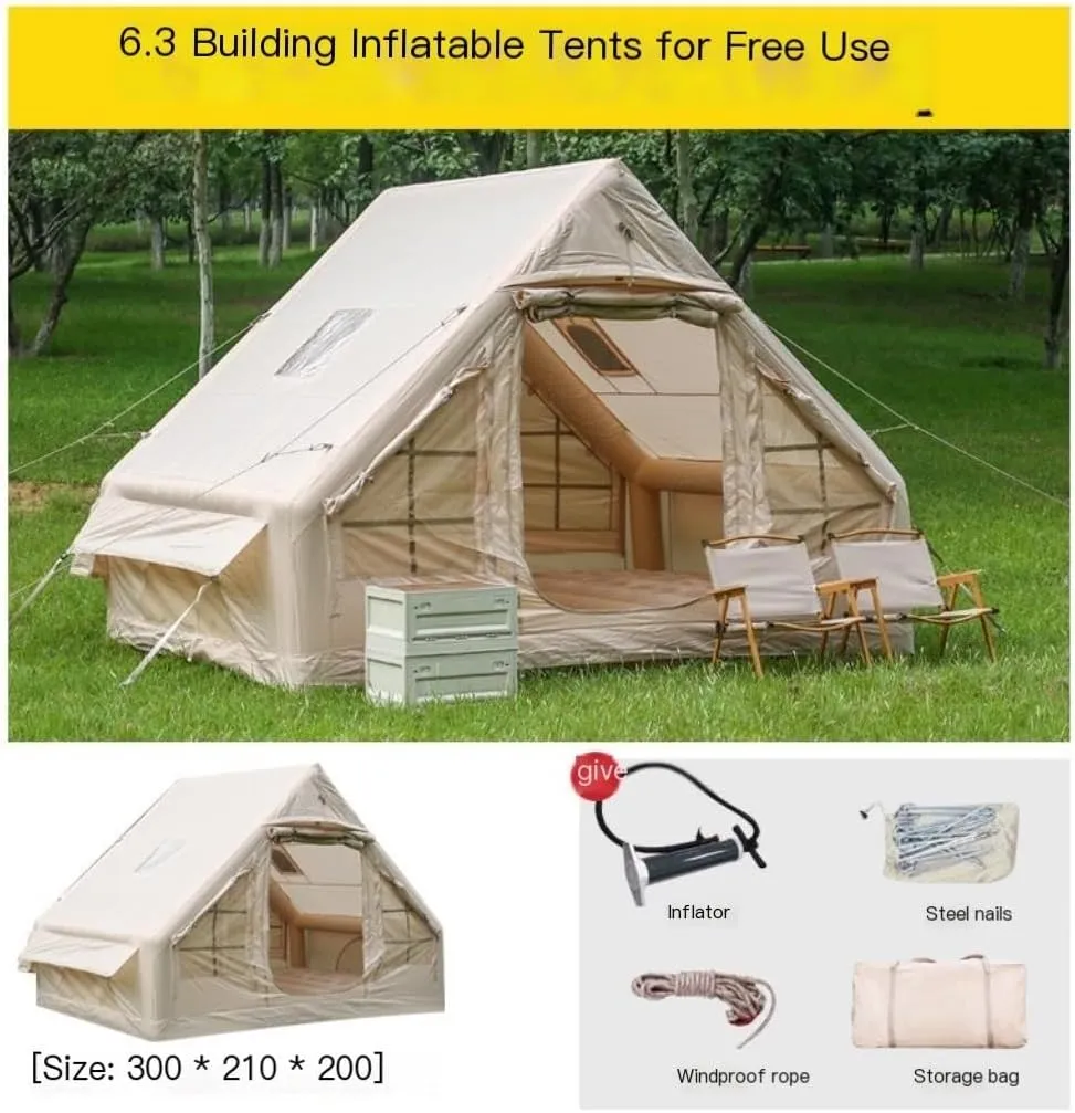 Camping Equipment Portable Inflatable Tent For Outdoor, 6.3㎡ Inflatable Tent, Travel Tent, Free Tent, Rain And Mosquito Proof Tent Multifunctional Camping Tent