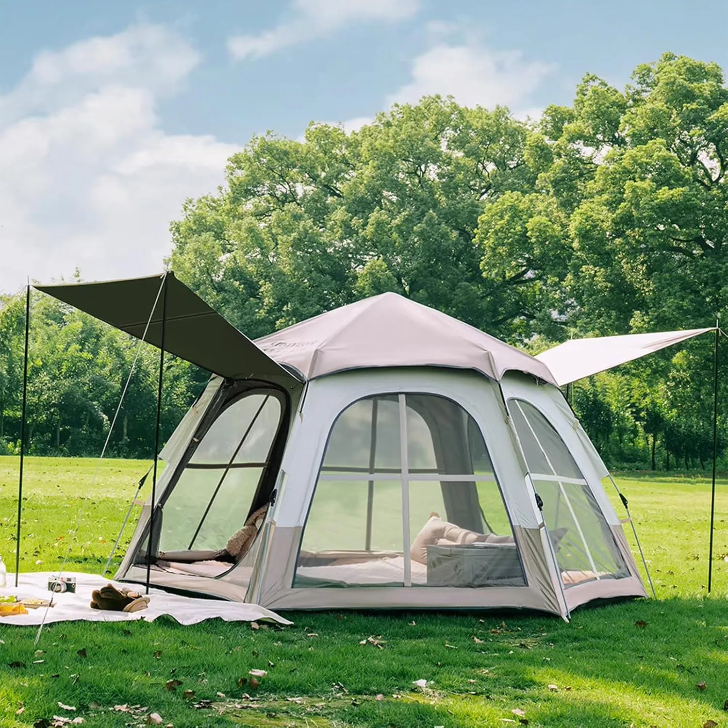 Camping Instant Tent, 3-6 Person Pop Up Tent, Water Resistant Dome Tent,Double Layer,Professional Camping Tent for Outdoor Hiking,Mountaineering,Survival