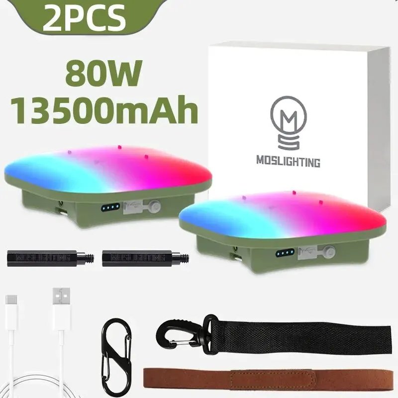 Camping Lantern Rechargeable Bluetooth Control RGB LED 80W Smart Light with Music Sync & Tuya App, 13500mAh for Outdoor Tent
